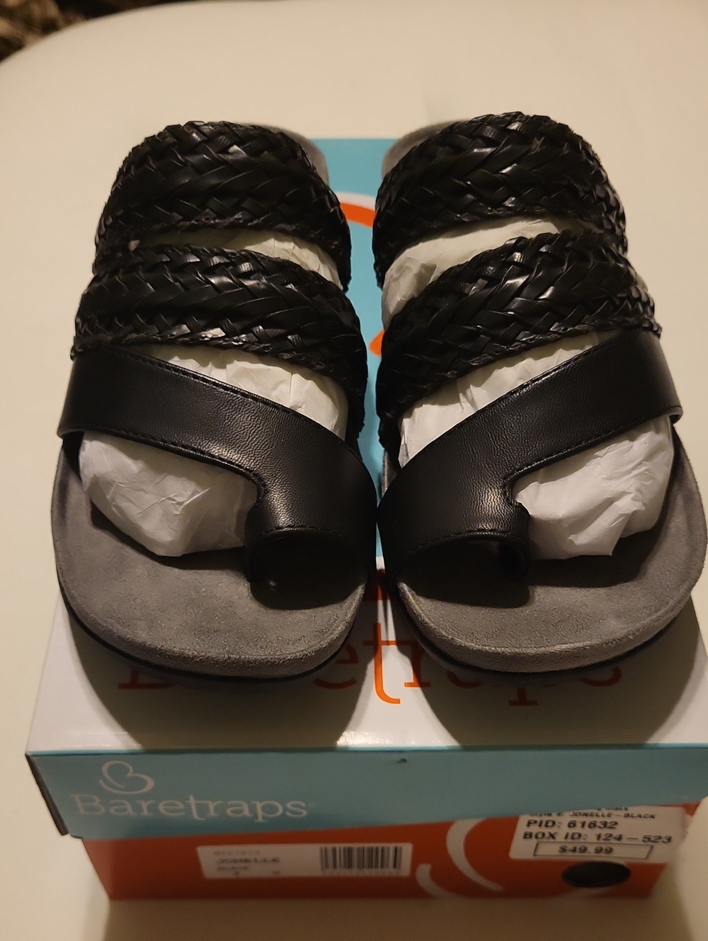 BareTraps Black Braided Strap Slide Sandals